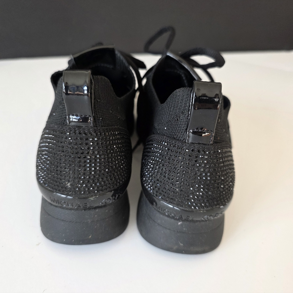 Michael Kors Crystal-Embellished Knit Sneakers – Black Size 8.5 - Picture 3 of 5